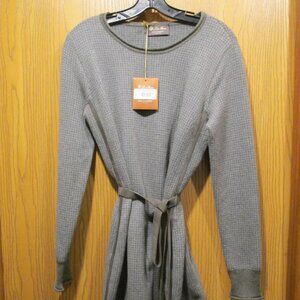 LORO PIANA Baby Cashmere Charcoal Plaid Suede Trim Fancy Dress NEW SIZE 44